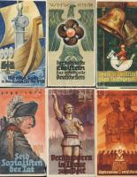 1936 3. Winterhilfswerk Nemzetiszocialista propaganda falragaszok 6 darabos komplett sorozat (egyik kis hibával)