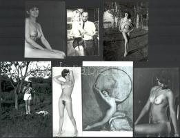 Szolidan erotikus felvételek különböző időpontokból, eltérő helyszíneken és több modell közreműködésével készült 7 db fotó, ebből öt vintage papírkép, kettő mai nagyítás, 6x9 cm és 15x10 cm között