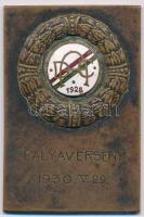 1930. Dunántúli Atlétikai Club Br emlékplakett, zománcozott DAC címerrel, PÁLYAVERSENY 1930.V.29. (36x52mm) T:2-