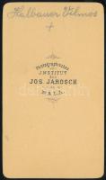 cca 1867 Halbauer Vilmosról készült, vizitkártya méretű, vintage fotó, feliratozva, 10,4x6 cm