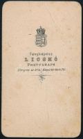cca 1862 Pest, Licskó fényképész műtermében készült, vizitkártya méretű, vintage fotó, felülete hull...