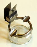 cca 1940 Üveg hamutartó fém gyufatartóval