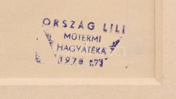 Ország Lili (1926-1978): Ördögöcske. Színes filctoll, papír,  paszpartuban, hagyatéki bélyegzővel, e...