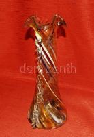 Cseh szecessziós irizáló üveg váza