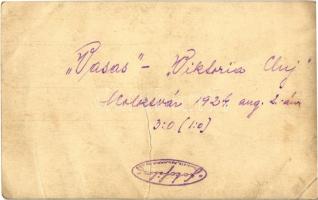1924 Kolozsvár, Cluj; Vasas - Viktoria Cluj labdarúgó csapatok. 3:0 végeredmény / Vasas SC and FC Vi...