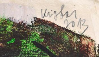 Krizbai Sándor, Alex (1949-): Táj. Vegyes technika, merített papír, jelzett, datált (2013). Krizbai ...