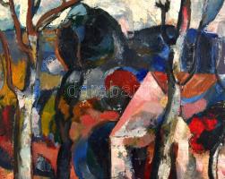 Fekete Zsolt (1935-): Erdélyi expresszív táj. Olaj, farost, jelzett  és datált (Erdélyi Zsolt 1969),...