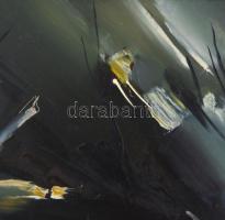 Szép György (1944- ): Felvillanó fények a feketeségben. Olaj, farost, jelzett, datált (1989), keretb...