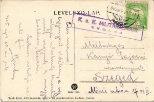 1915 Csaca, Csacza, Cadca, Caca; fűrésztelep, Fő utca, piac, Reich szálloda. Taub Emil kiadása / saw...