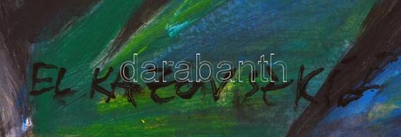 El Kazovszkij jelzéssel: Egyensúlyozó kutya, olaj, karton, keretben. 70x50 cm