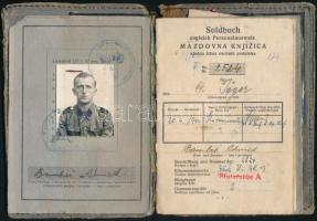 1944 Önkéntesen bevonult horvát katona német Waffen-SS katonakönyve. Borító levált / Soldbuch of voluntary Croatian soldier. cover split