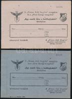 1946 Siess! Adj! Segíts! - A magyar nép összefogása a hadifoglyok, kórházak és tüdőbetegek megsegítésére, az S.A.S. mozgalom adományszelvénye, kétféle színben 10x15cm