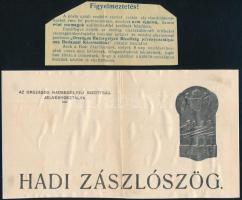 1916 Hadi zászlószög gyűjtési akció nyomtatván yés boríték
