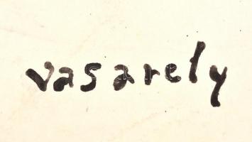 Vasarely jelzéssel: Párduc. Filctoll, ceruza, papír, 40,5x27 cm