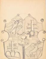 Szabó jelzéssel: Címerterv. Ceruza, papír, 39,5x30,5 cm