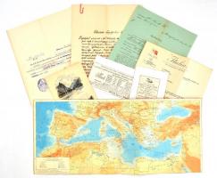 cca 1870-1940 Hajózással kapcsolatos okmányok, nyomtatványok, újságkivágások