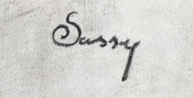 Sassy jelzéssel: Portré. Szén, papír, 64,5x50 cm