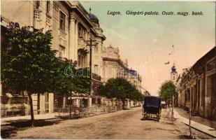 Lugos, Lugoj; Gáspári palota, Osztrák-magyar bank, lovaskocsi / palace, bank, horse-drawn carriage