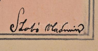 Szabó Vladimir jelzéssel: Férfi portré. Vegyes technika, papír, kis szakadással, foltos 36x24,5 cm