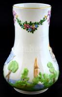 Herendi dombornyomott váza, Kézzel festett, jelzett, kis kopással. m: 20 cm
