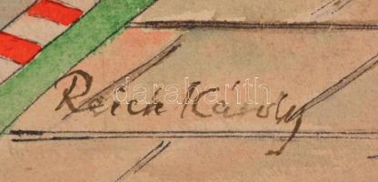 Reich jelzéssel: Karikatúra. Akvarell, tus, papír, lap két alsó sarka hiányos, 21,5×30,5 cm