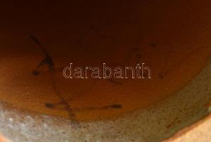 Kiss Roóz Ilona (1920-2010): Lány, csokorral. Mázas kerámia szobor, jelzett, hibátlan. m: 21,5 cm