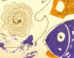 Xantus jelzéssel: Kompozíció. Vegyes technika, papír, szakadásokkal, 61×86 cm