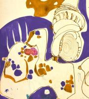 Xantus jelzéssel: Kompozíció. Vegyes technika, papír, szakadásokkal, 61×86 cm