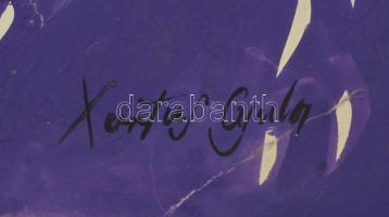 Xantus jelzéssel: Kompozíció. Vegyes technika, papír, szakadásokkal, 61×86 cm