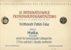 cca 1937-1945 5 db szép fodrász oklevél