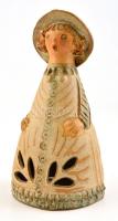Kiss Roóz Ilona (1920-2010): Kalapos női figura. Mázas kerámia szobor, jelzett, hibátlan. m: 21,5 cm