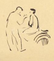 G. Szabó K. jelzéssel: Alakok. Tus, papír, papírra kasírozva, 32,5×24 cm