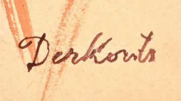 Derkovits jelzéssel: Arcok. Akvarell, papír, kis szakadással, 30,5×43 cm