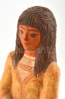 M.S. jelzéssel. Népviseletes asszony. Mázas kerámia. Jelzett, hibátlan. 41 cm