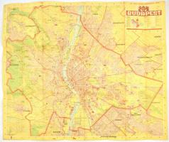 1944 Budapest nyelvű térképe. M. kir. Honvéd térképészeti Intézet 90x74 cm