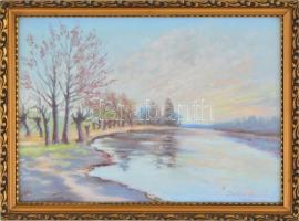 Szittya Horváth Lajos (1883-1960): Győr-Sopron megyei táj ,1949. Pasztell, papír. jelzett, hátoldalá...