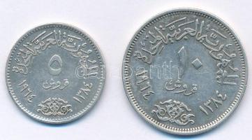 Egyiptom 1964. 5p Ag "Nílus mederszabályozása" + 10p Ag "Nílus mederszabályozása" T:2 Egypt 1964. 5 Piastres Ag "Diversion of the Nile" + 10 Piastres Ag "Diversion of the Nile" C:XF Krause KM#404, KM#405