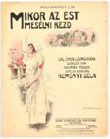 Reményi Béla, Kalmár Tibor: Mikor az est mesélni kezd. Énekli Batizfalvy Elsa. Bp., 1914, Bárd Ferencz és testvére. Kotta, 3p. Foltos, hajtásnyommal, kisebb szakadással.