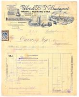 1911 Ulrich B.J. bádog és ólomárú gyár számla