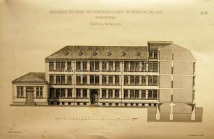 1876-1881 10 db eredeti osztrák és német tervrajz: hid, színház iskola, múzeum (metszetek) / Original plans of museums, bridges, schools (engravings)
