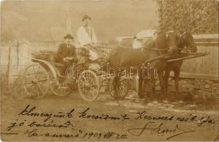 1903 Ruszpolyána, Havasmező, Havaskő, Poienile de sub Munte, Ruspoiana (Máramaros); lovas hintó / horse chariot. photo (EK)