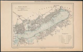 1893 Balaton és környéke térkép, 1:385000, Pallas Nagy Lexikona, 13x18 cm
