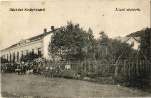 Királyháza, Koroleve; állami népiskola. Winkle L. 1663. / school (EB)