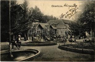1908 Oravica, Oravita; Bányavölgyi fürdő és étterem, kert. Weisz Félix kiadása / restaurant and spa in the mine valley