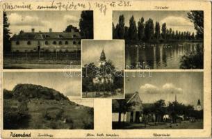 1944 Pázmánd, Lyka kastély, Tó, Zsidó-hegy, Római katolikus templom, utca, automobil (EK)