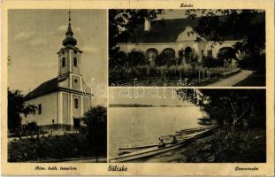 1943 Bölcske, Római katolikus templom, Zárda, Duna részlet evezős csónakokkal a parton