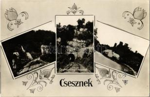 1931 Csesznek, Cuha-völgyi részlet, alagút, vasúti pálya, vár. Frischmann Dávid kiadása