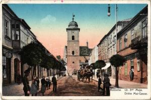 1916 Rzeszów, Resche; Ul. 3go Maja / Dritte Mai Gasse / street, shops, horse cart (EK)