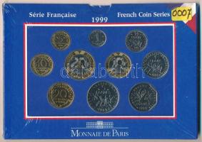 Franciaország 1999. 1c - 20Fr (10xklf) forgalmi sor karton dísztokban T:1 France 1999. 1 Cent - 20 Francs (10xdiff) coin set in cardboard display case C:UNC