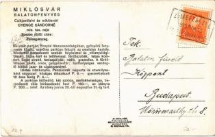 1939 Balatonfenyves, Miklósvár, Csikjenőfalvi és miklósvári Gyenge Sándorné min. tan. neje, automobi...